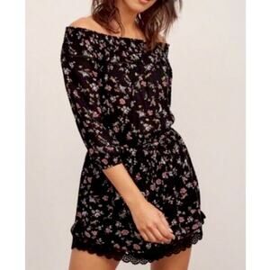 Abercrombie & Fitch Black Floral Shorts Romper Women Small Off Shoulder Moody